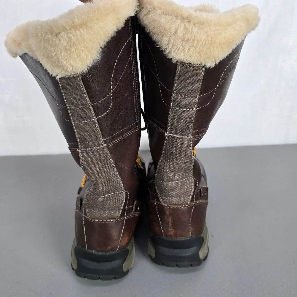 Merrell Natalya Waterproof Winter Womens Boots Size 9.5 Brown Leather Faux Fur
